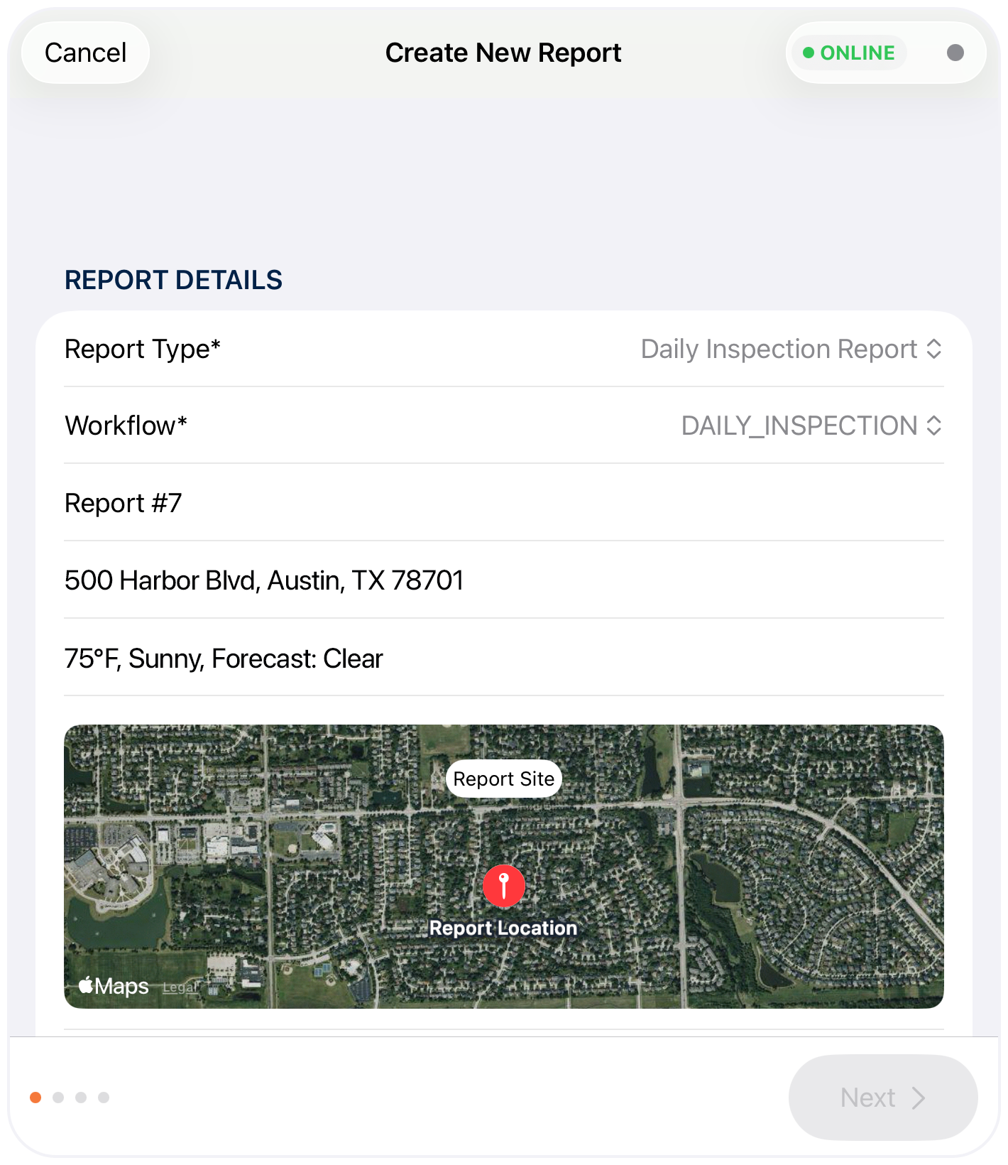 Location detected on map